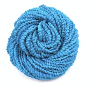 Hand Dyed Wool Yarn Coil Spun Thick & Thin Spiral Bulky Cerulean 40 Yards NWT